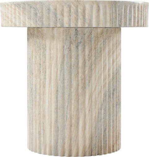 Olive Natural Travertine Finish Concrete Indoor / Outdoor End Table, 1 Piece