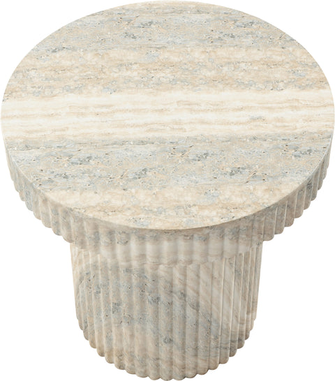 Olive Natural Travertine Finish Concrete Indoor / Outdoor End Table, 1 Piece