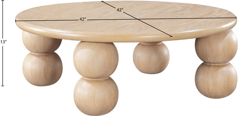 Isolde Natural Solid Wood And Oak Veneer Coffee Table, 1 Piece