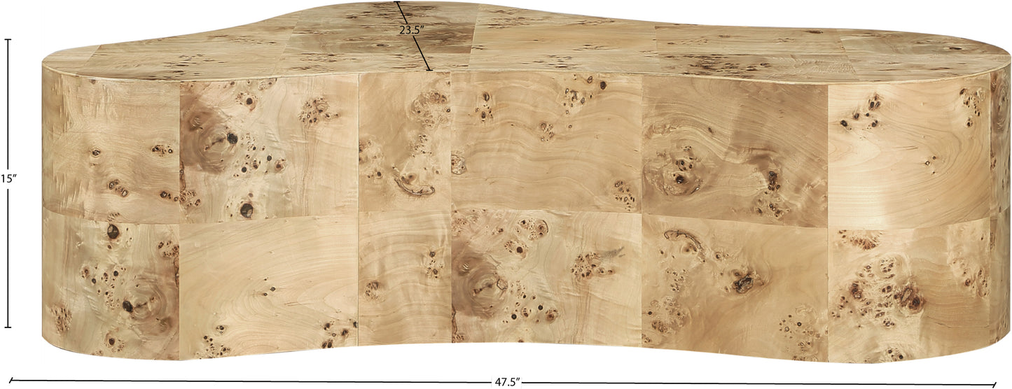 arlington natural burl wood coffee table