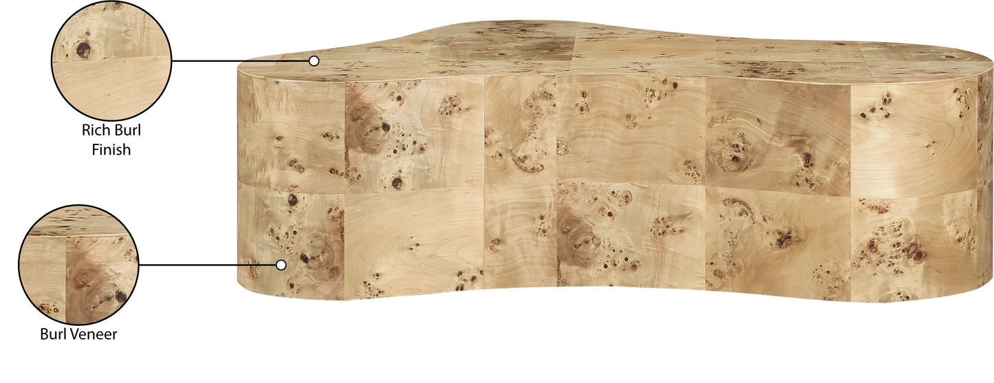 arlington natural burl wood coffee table