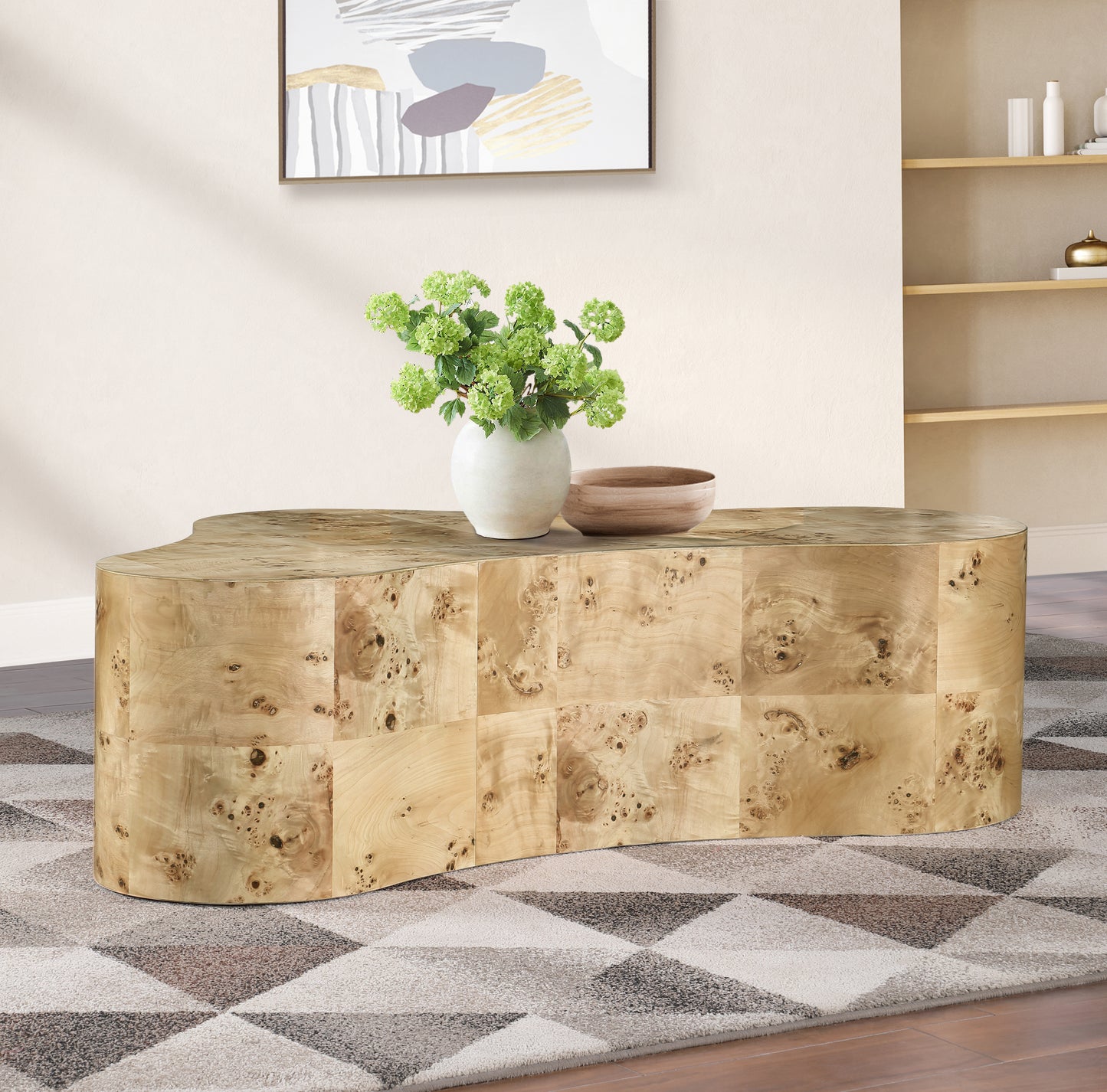 arlington natural burl wood coffee table