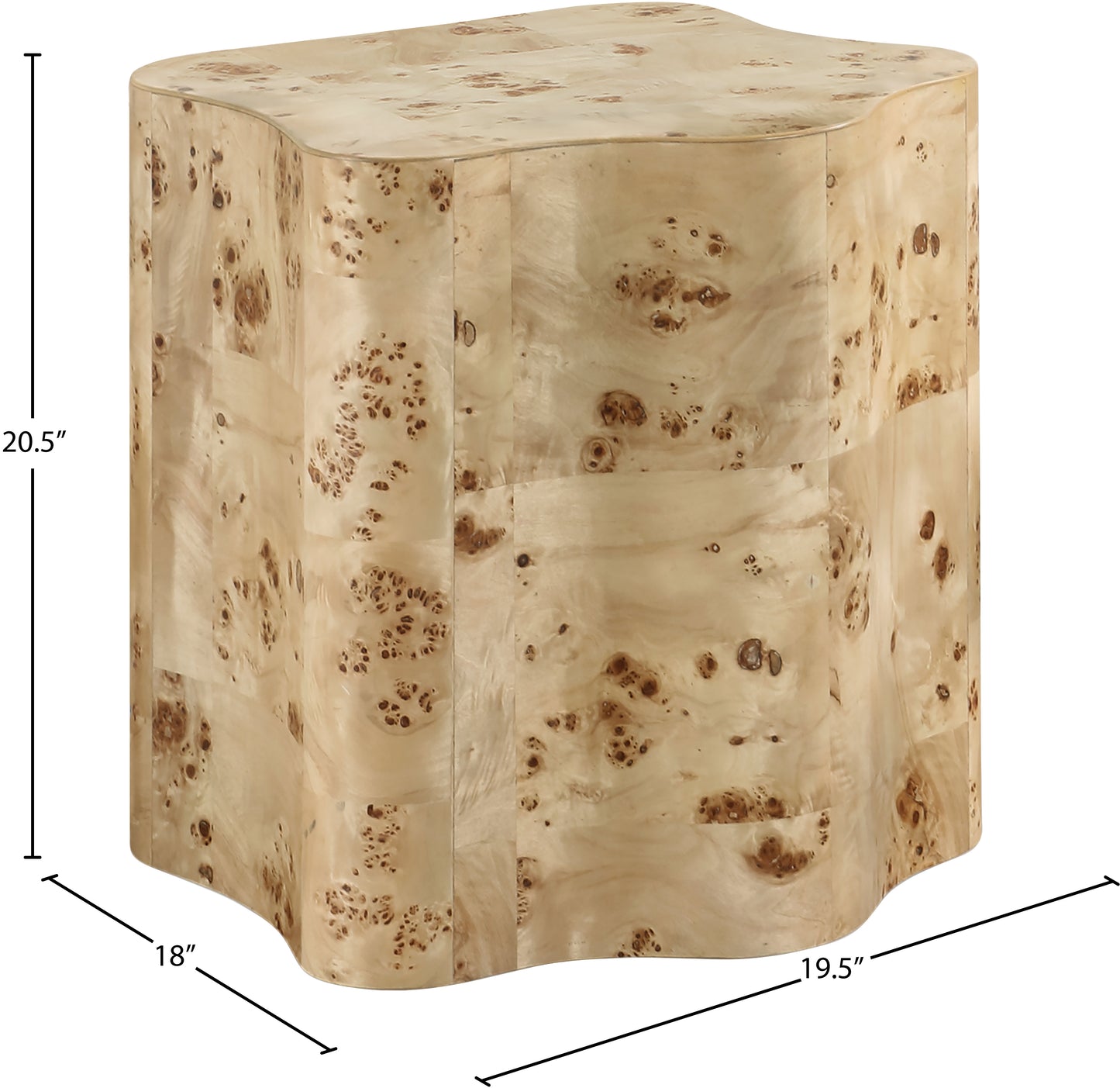 arlington natural burl wood end table