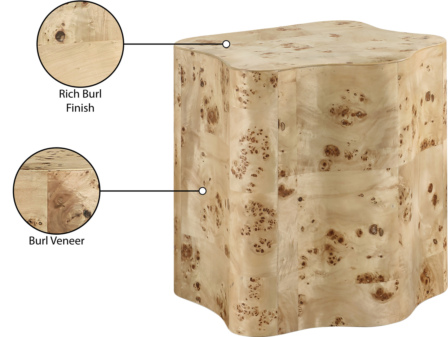 arlington natural burl wood end table