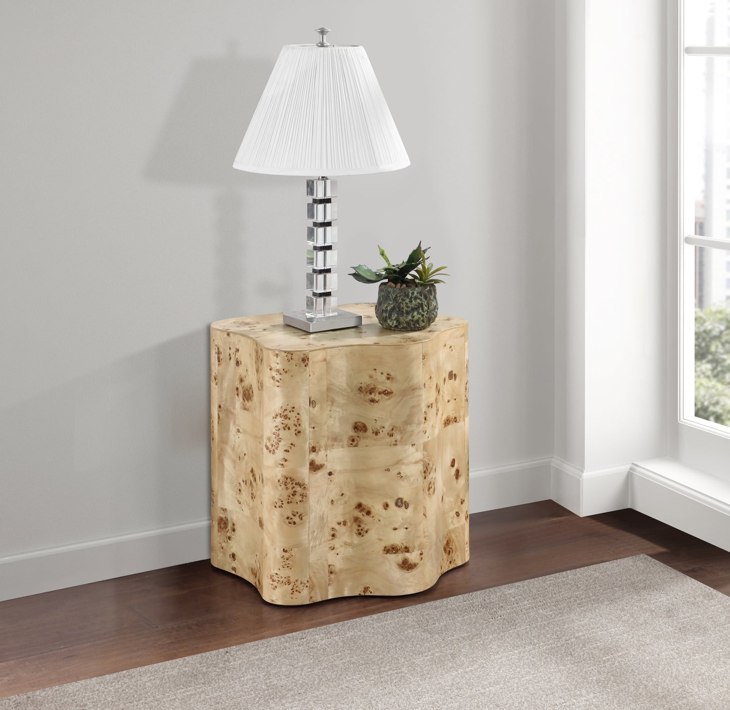 arlington natural burl wood end table