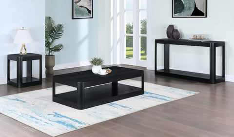 Harper Black Solid Wood And Burl Veneer Coffee Table, 1 Piece