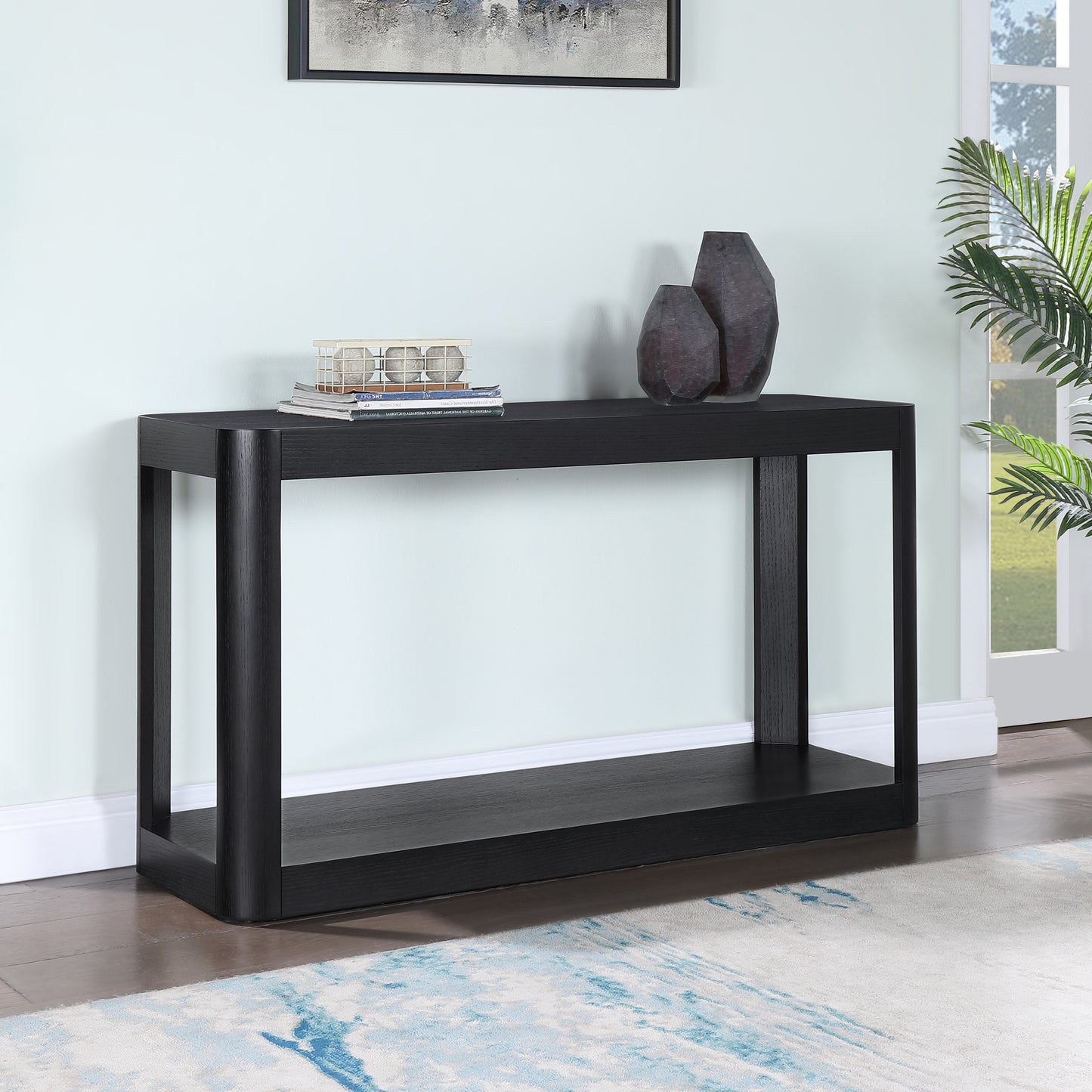 shiloh black console table