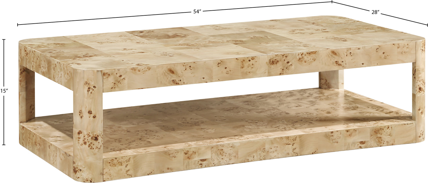 shiloh natural burl wood coffee table