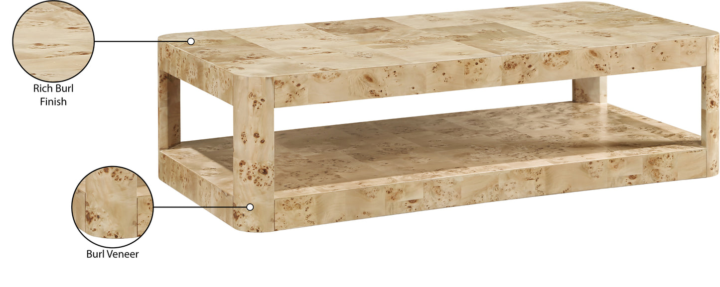 shiloh natural burl wood coffee table