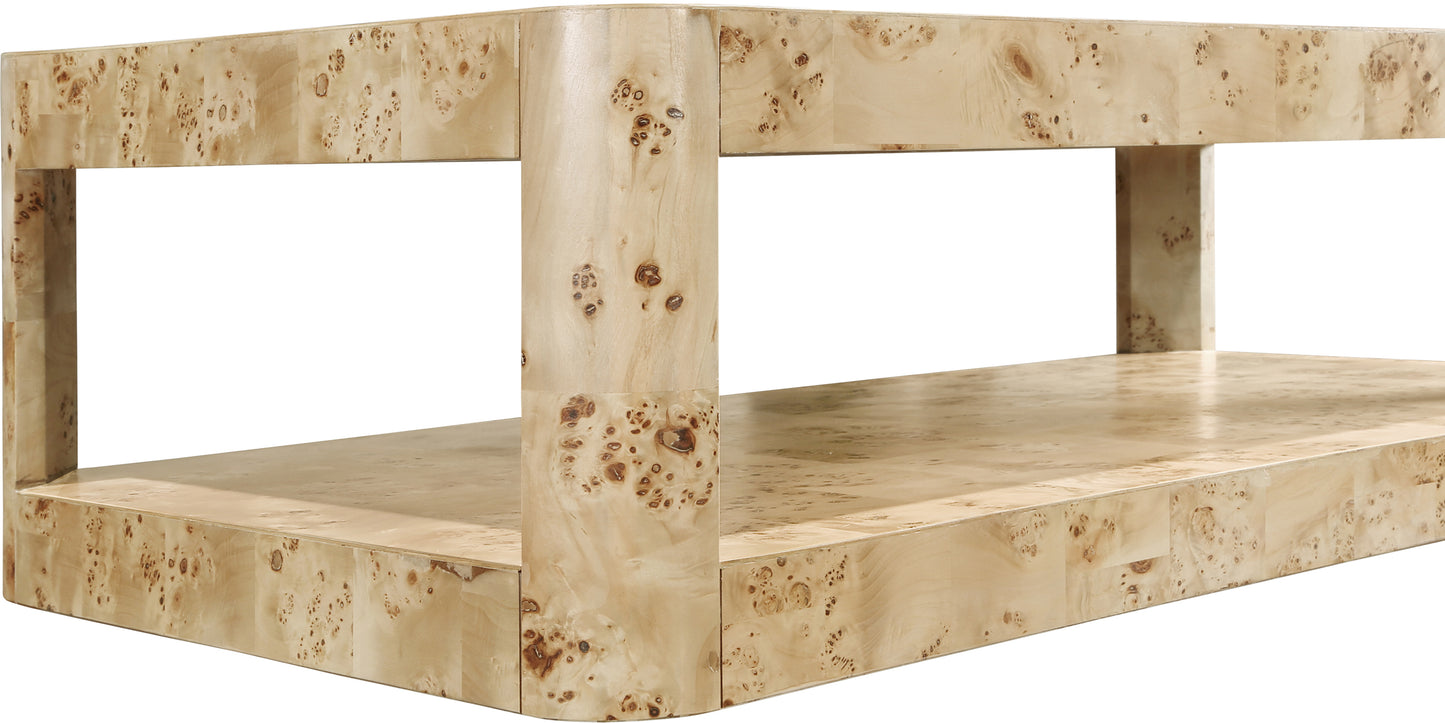 shiloh natural burl wood coffee table