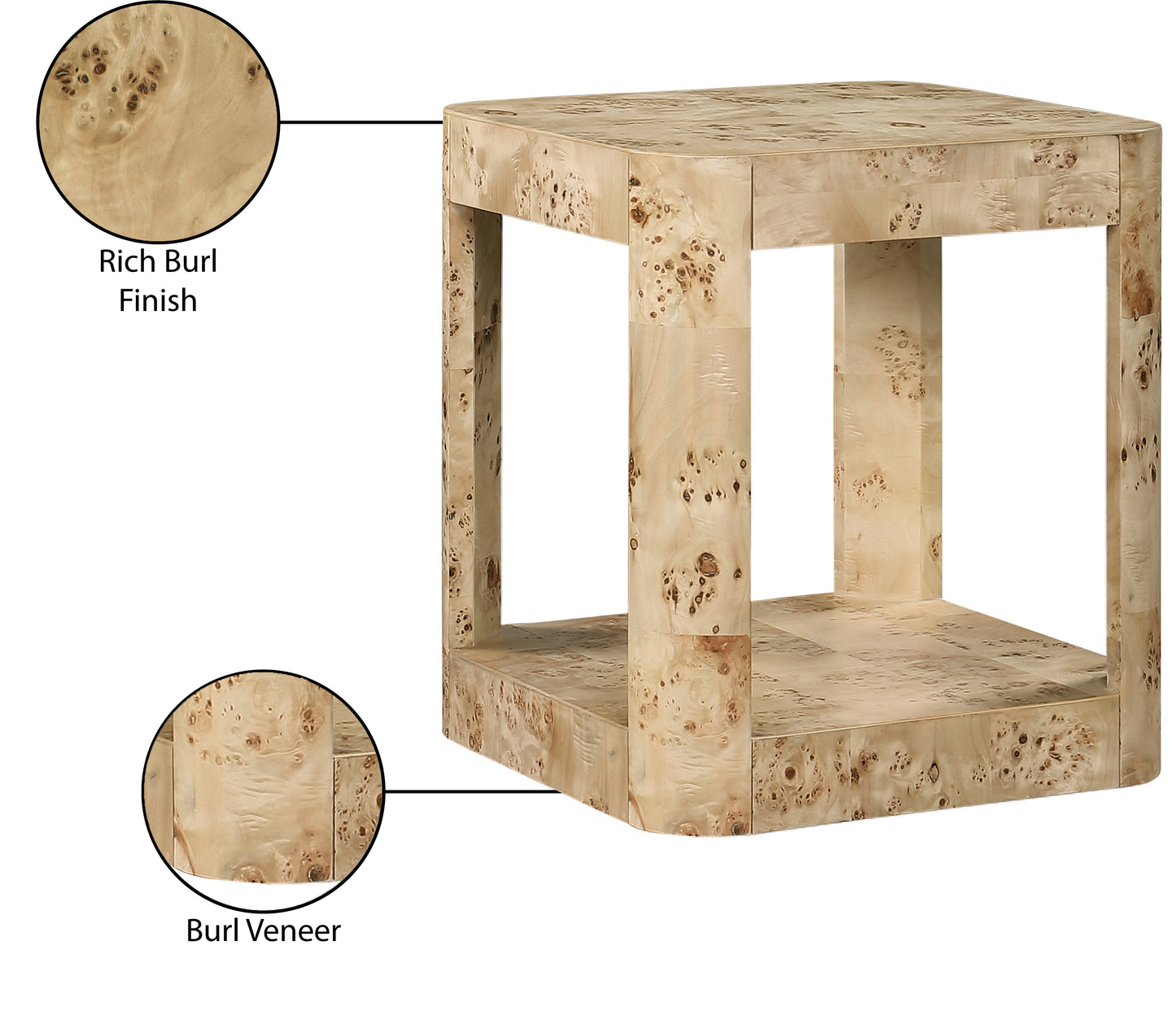 shiloh natural burl wood end table