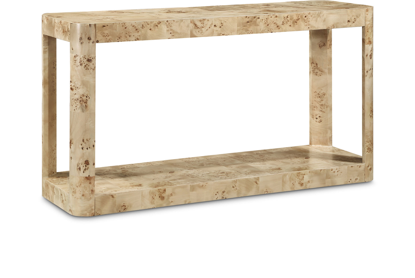 shiloh natural burl wood console table