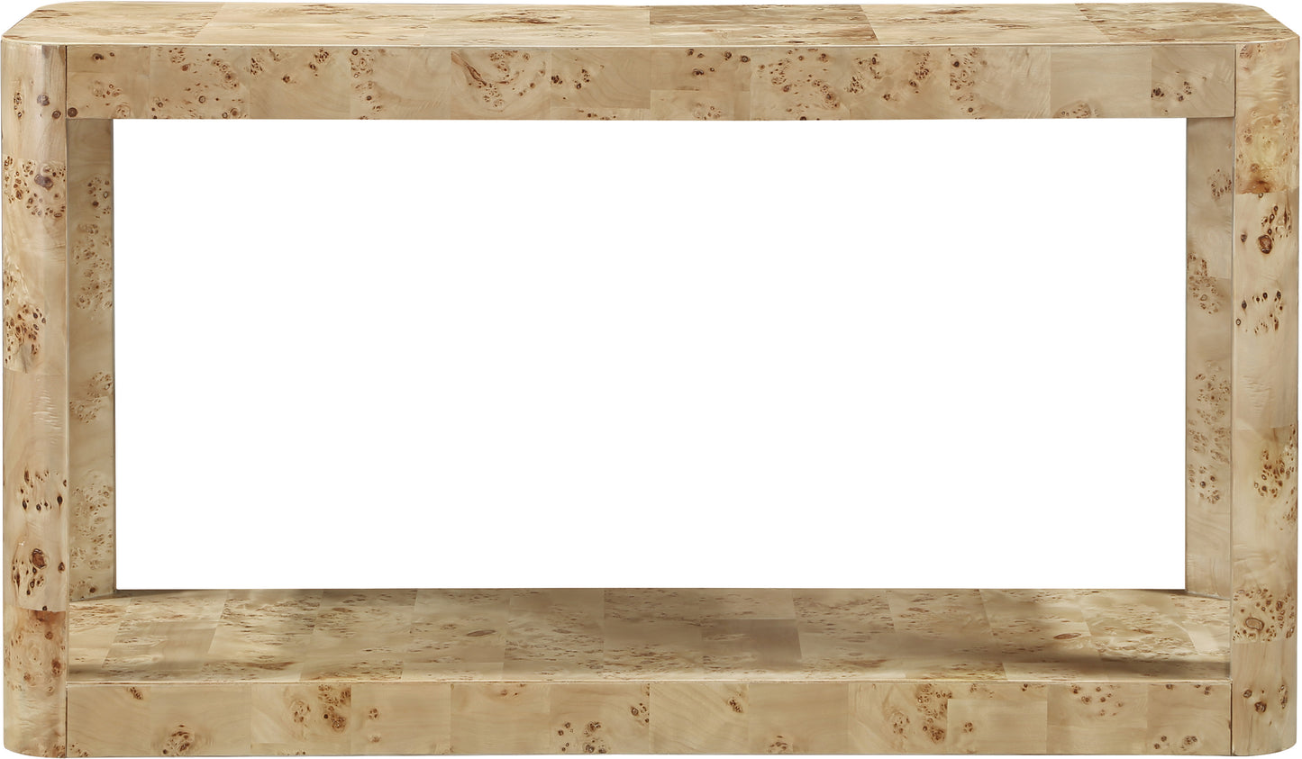 shiloh natural burl wood console table