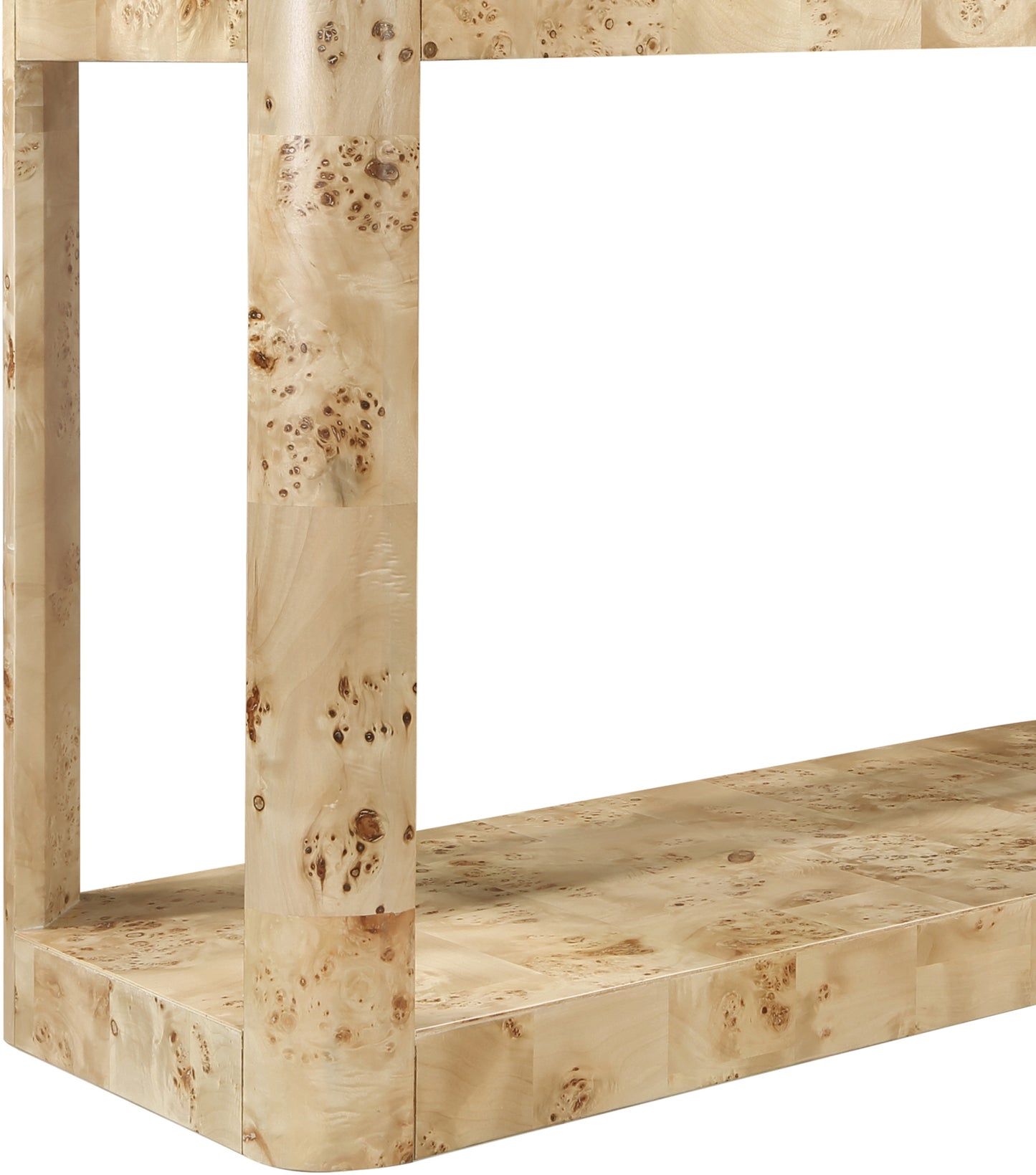 shiloh natural burl wood console table