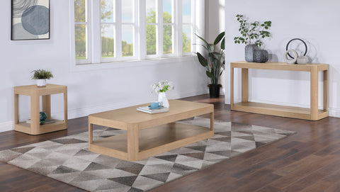 Harper Natural Solid Wood And Burl Veneer Coffee Table, 1 Piece (Style 2)