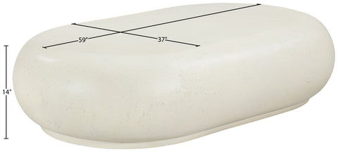 Jolie Cream Concrete And Fiberglass Indoor / Outdoor Coffee Table, 1 Piece (Style 3)