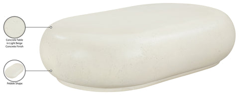 Jolie Cream Concrete And Fiberglass Indoor / Outdoor Coffee Table, 1 Piece (Style 3)