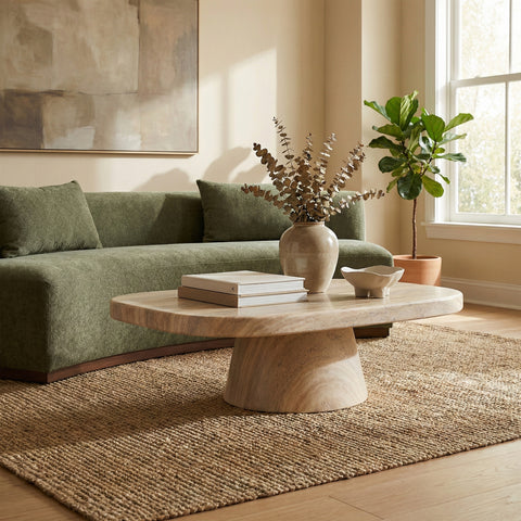 Waverly Travertine Concrete Indoor/Outdoor Coffee Table, 1 Piece