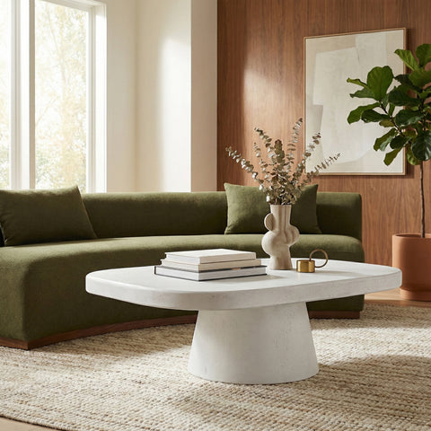 Waverly White Concrete Indoor/Outdoor Coffee Table, 1 Piece