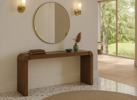 Briar Brown Oak Veneer Console Table, 1 Piece