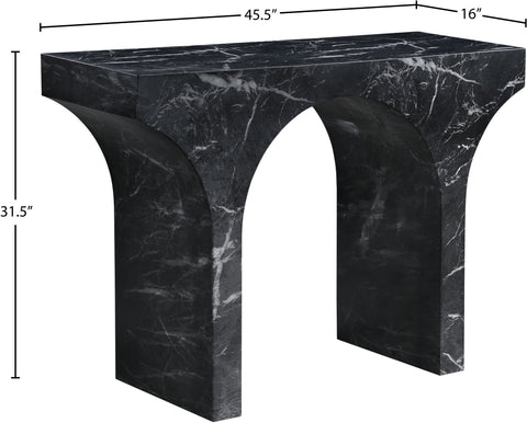 Opal Black Marble Finish Console Table, 1 Piece