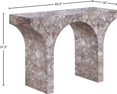 Opal Brown Marble Finish Console Table, 1 Piece