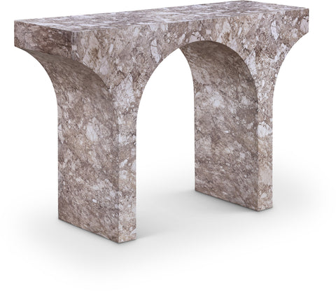 Opal Brown Marble Finish Console Table, 1 Piece