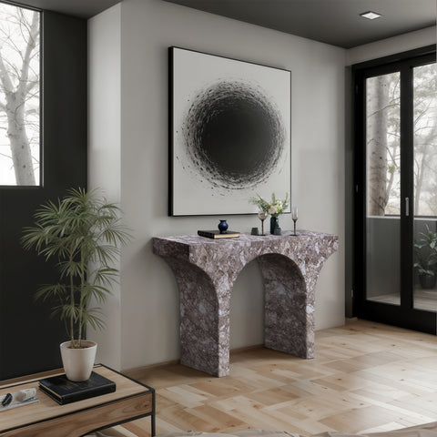 Opal Brown Marble Finish Console Table, 1 Piece
