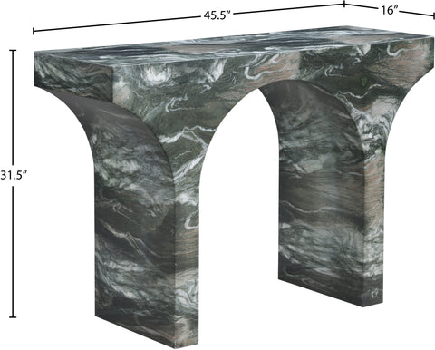 Opal Green Marble Finish Console Table, 1 Piece