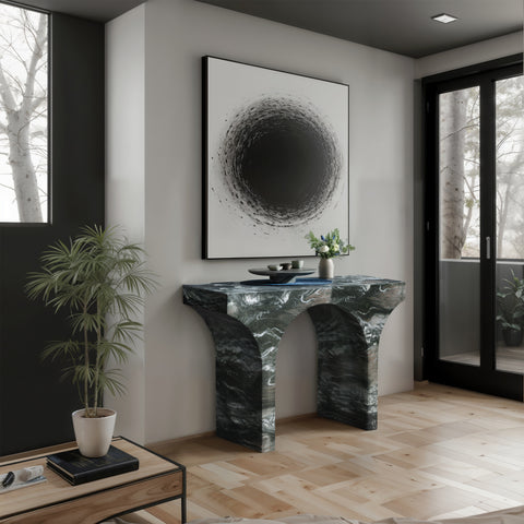 Opal Green Marble Finish Console Table, 1 Piece