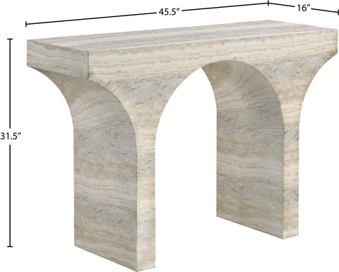 Opal Natural Travertine Finish Console Table, 1 Piece
