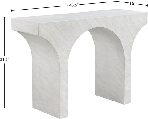 Opal White Marble Finish Console Table, 1 Piece