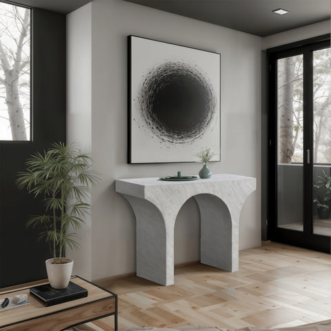 Opal White Marble Finish Console Table, 1 Piece