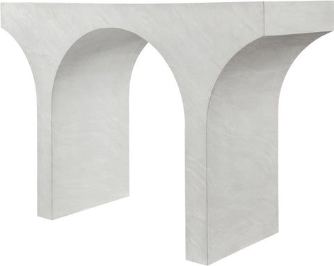 Opal White Marble Finish Console Table, 1 Piece