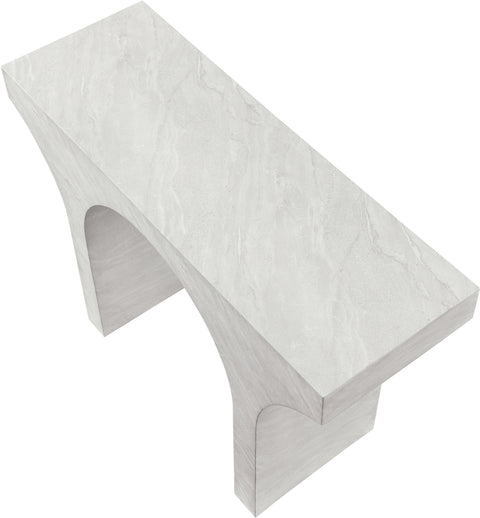Opal White Marble Finish Console Table, 1 Piece