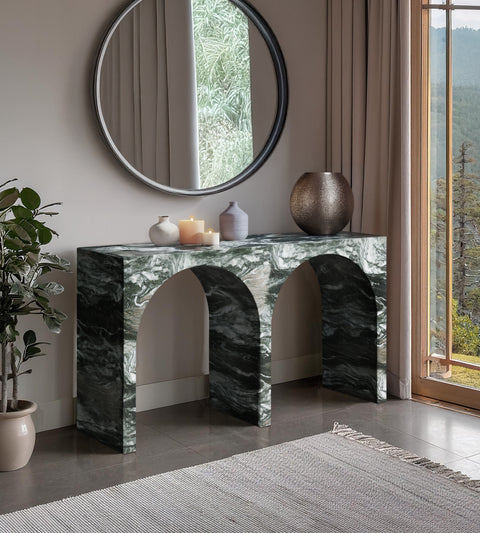 Camden Green Marble Finish Console Table, 1 Piece