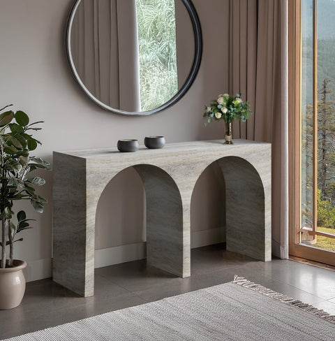 Camden Natural Travertine Finish Console Table, 1 Piece