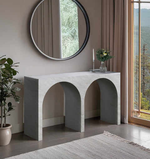 Camden White Marble Finish Console Table, 1 Piece