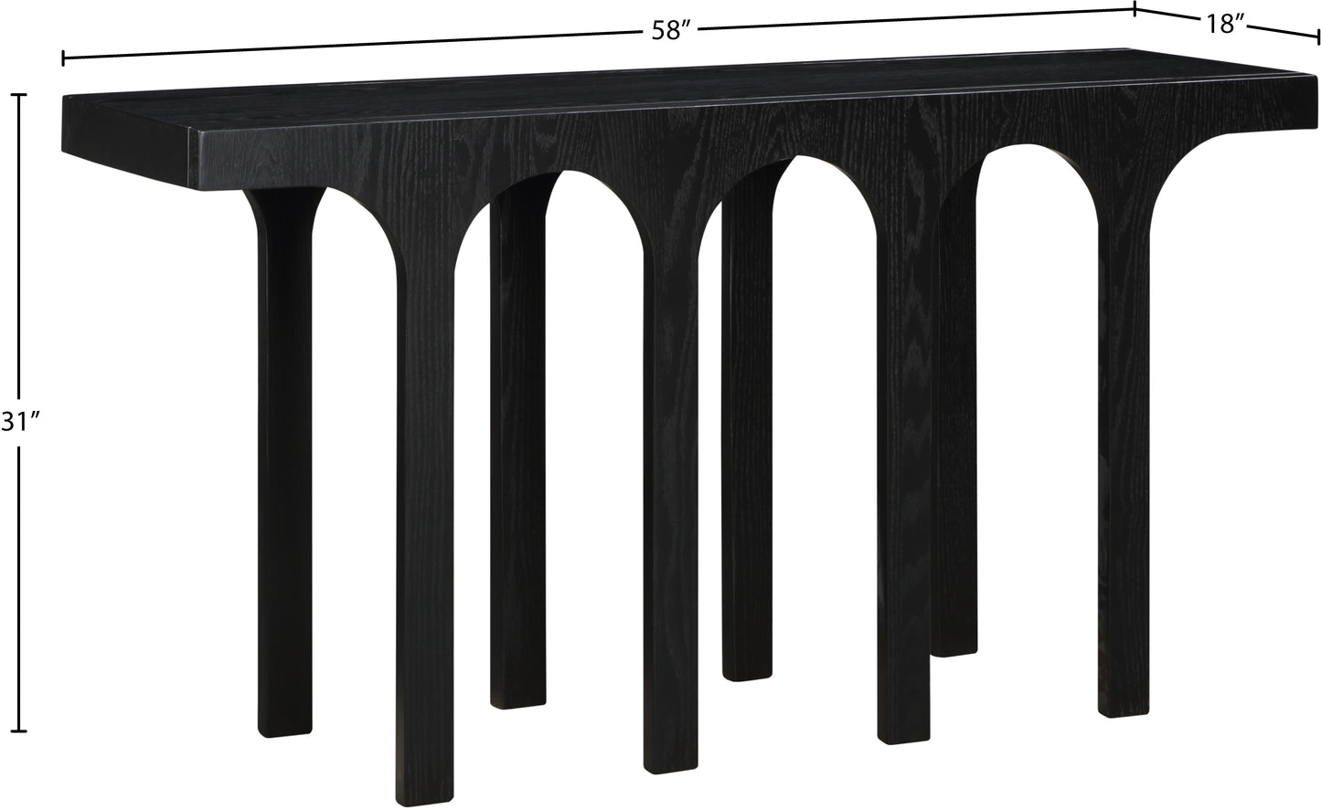 edison black console table