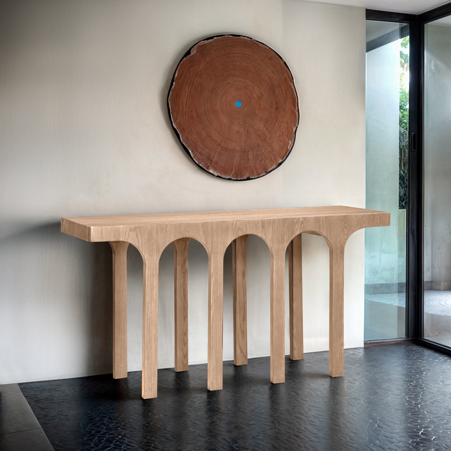 edison natural console table