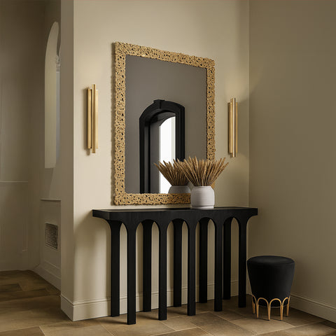 Amara Black Solid Wood And Oak Veneer Console Table, 1 Piece (Style 2)
