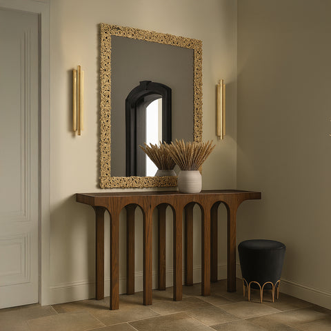 Amara Brown Solid Wood And Oak Veneer Console Table, 1 Piece (Style 2)