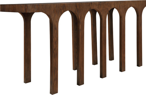 Amara Brown Solid Wood And Oak Veneer Console Table, 1 Piece (Style 2)