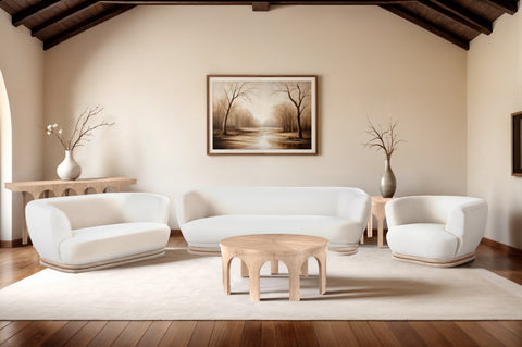 Amara Natural Solid Wood And Oak Veneer Coffee Table, 1 Piece