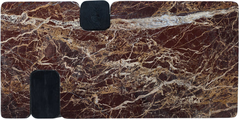 Selene Burgundy Genuine Marble Top And Oak Wood Base Coffee Table, 1 Piece (Style 2)