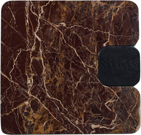 Selene Burgundy Genuine Marble Top And Oak Wood Base End / Side Table, 1 Piece (Style 2)