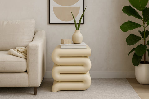 Monroe Beige Iron End Table, 1 Piece