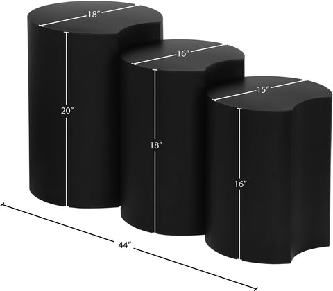 Linden Black Iron Nesting End / Side Table, 3-Piece