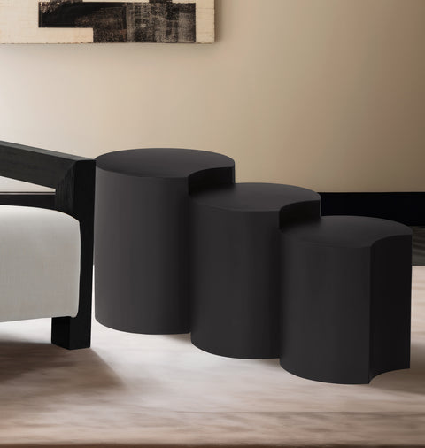 Linden Black Iron Nesting End / Side Table, 3-Piece