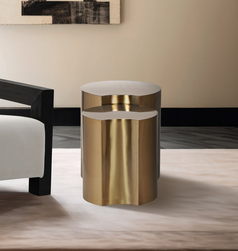 Linden Gold Iron Nesting End / Side Table, 2-Piece (Style 3)